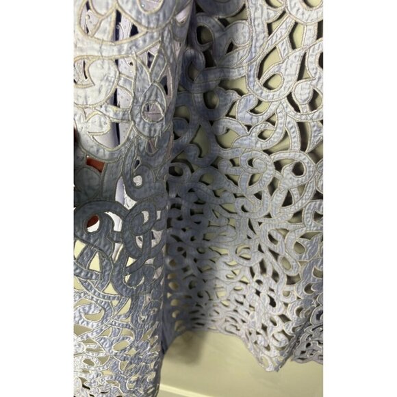 Natasha Embroidered Beaded Open Front Laser Cut Jacket Light Lavender Sz 16 - Picture 3 of 10